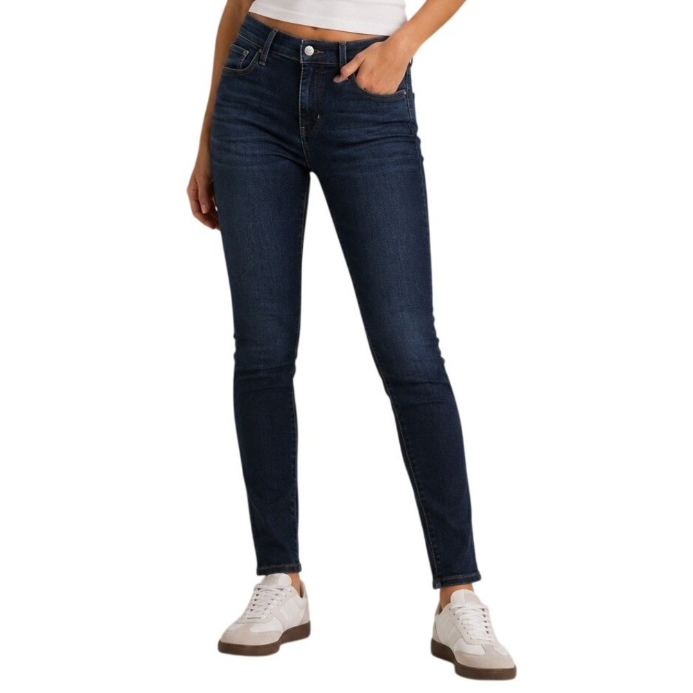 Levis 711 Dark Wash Indigo Mid Rise Skinny Denim Jeans Womens 28x32